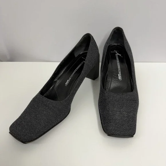 Vintage Giuseppe Zanotti Pumps Shoes Heather Charcoal Gray Wool Size 37 1/2 AA - Picture 3 of 8